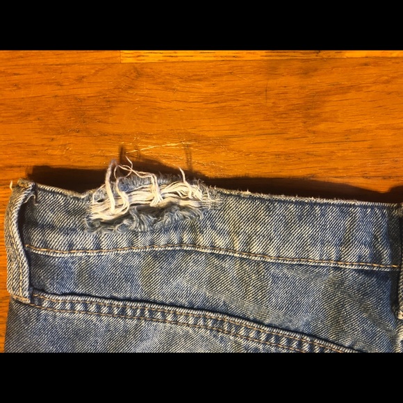 High Waisted Destroyed Denim Shorts - Picture 5 of 6